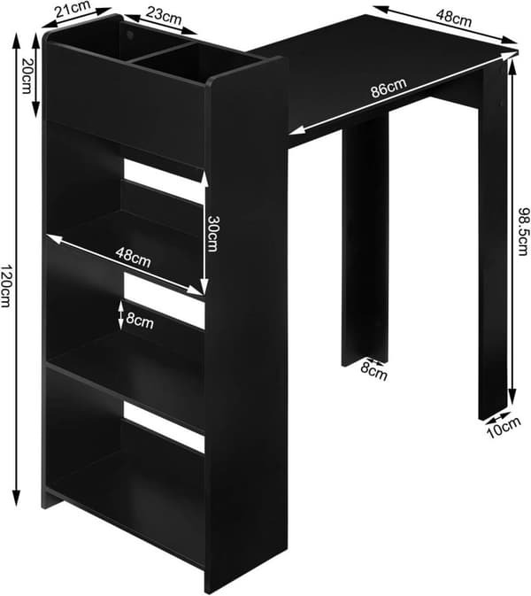 Rootz Barbord med hylla - Högt bord - Bistrobord - 2 förvaringsfack - Solid konstruktion - 110cm x 120cm x 51cm