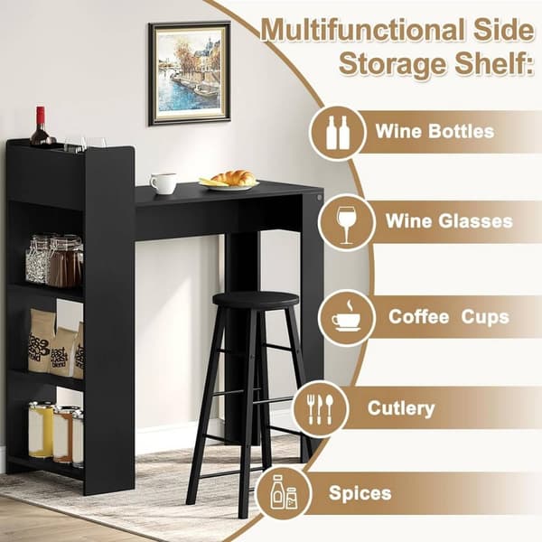 Rootz Barbord med hylla - Högt bord - Bistrobord - 2 förvaringsfack - Solid konstruktion - 110cm x 120cm x 51cm