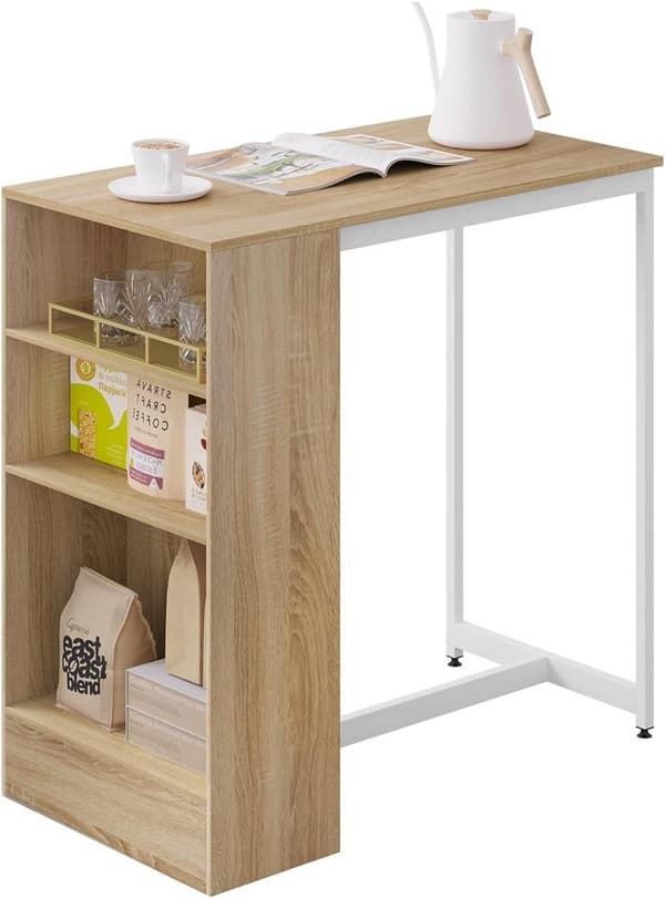 Rootz Home Barbord med Hylla - Köksbänk - Bistrobord - Trämaterial - 91cm x 91cm x 49cm