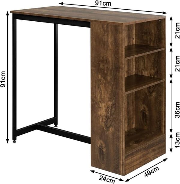 Rootz Home Barbord med vinhylla - Högt Bistrobord - Köksbänksbord - Trämaterial - 91cm x 91cm x 49cm
