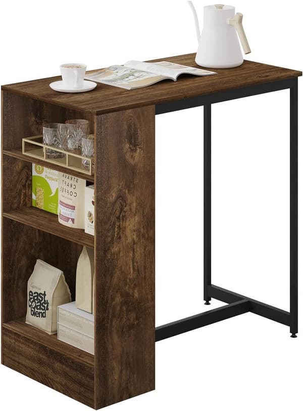 Rootz Home Barbord med vinhylla - Högt Bistrobord - Köksbänksbord - Trämaterial - 91cm x 91cm x 49cm