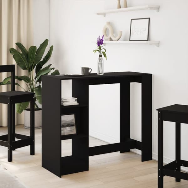 barbord med stativer 101x40x103,5 cm konstrueret træ sort