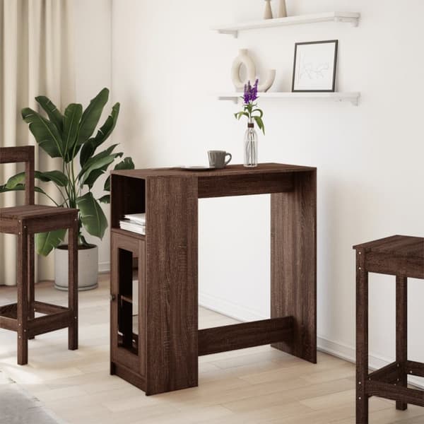 barbord m. stativer 101x40x103,5 cm konstrueret træ brun egetræ