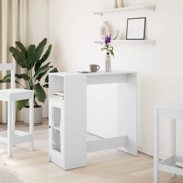 barbord med stativer 101x40x103,5 cm konstrueret træ hvid