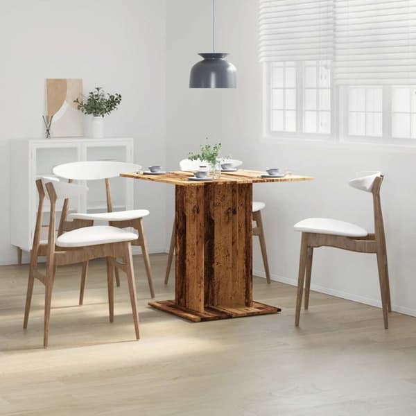 spisebord 80 x 80 x 75 cm konstrueret træ antikt trælook
