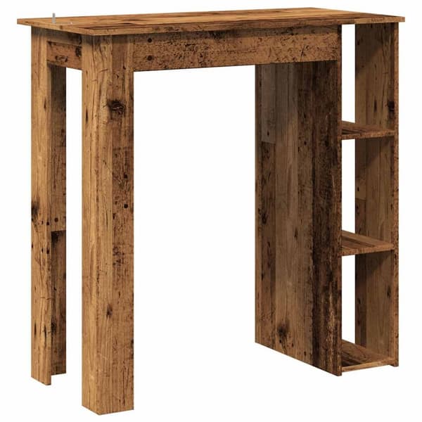Barbord med hyllor åldrat trä 102x50x103,5 cm konstruerat trä