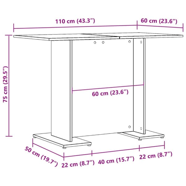 ruokapöytä Artisan Oak 110x60x75 cm
