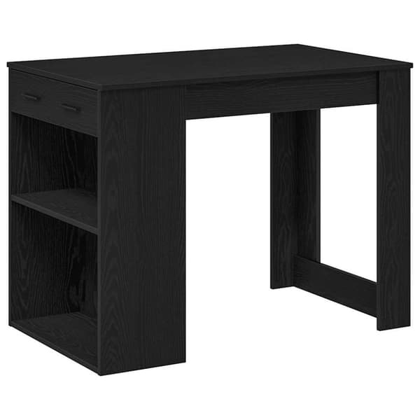 vidaXL kirjoituspöytä laatikolla ja hyllyllä musta tammi 102x62x77,5cm