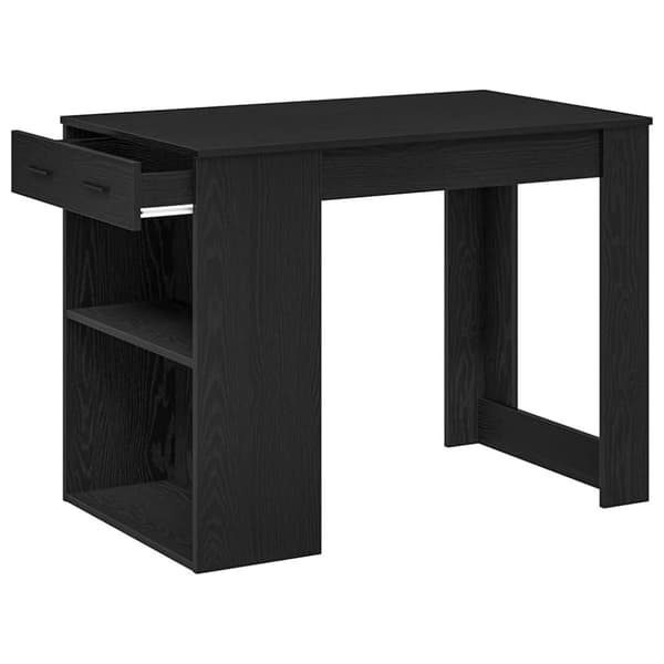 vidaXL kirjoituspöytä laatikolla ja hyllyllä musta tammi 102x62x77,5cm