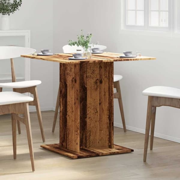 vidaXL spisebord 80 x 80 x 75 cm konstrueret træ antikt trælook