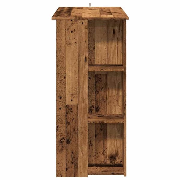 vidaXL barbord med hylde 102x50x103,5 cm konstrueret træ antikt træ