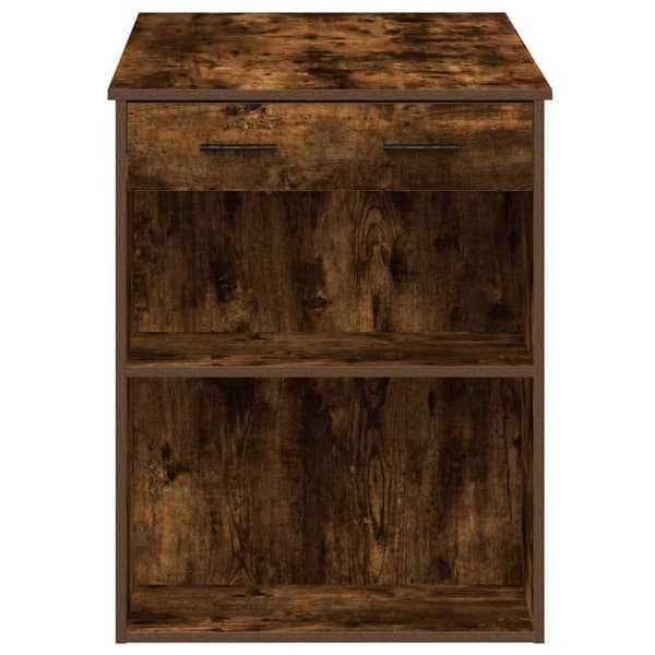 vidaXL skrivebord med skuffe og hylde 102x62x77,5cm røget egetræsfarve