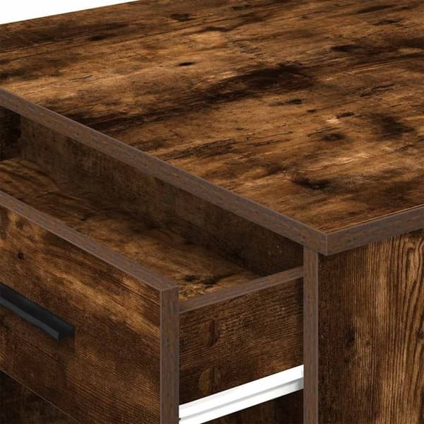 vidaXL skrivebord med skuffe og hylde 102x62x77,5cm røget egetræsfarve