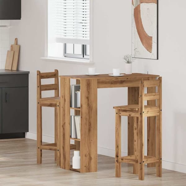 vidaXL Barbord med hyllor artisan ek 102x50x103,5 cm konstruerat trä