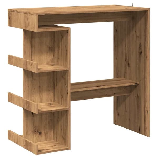 vidaXL Barbord med hyllor artisan ek 100x48x101,5 cm