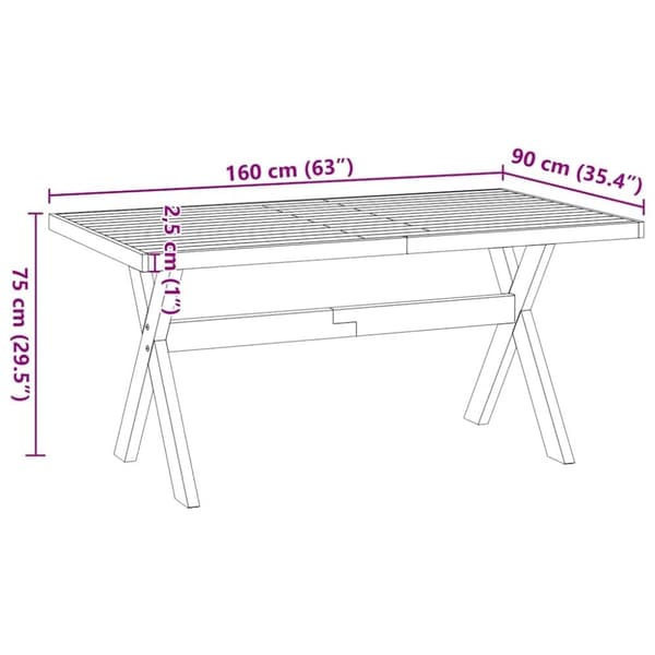 vidaXL konsolbord NOAIN X-formede ben 160x90x75cm massivt træ fyrretræ