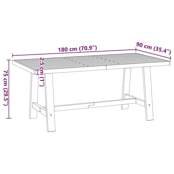 vidaXL spisebord NOAIN A-formede ben 180x90x75 cm massivt træ fyrretræ
