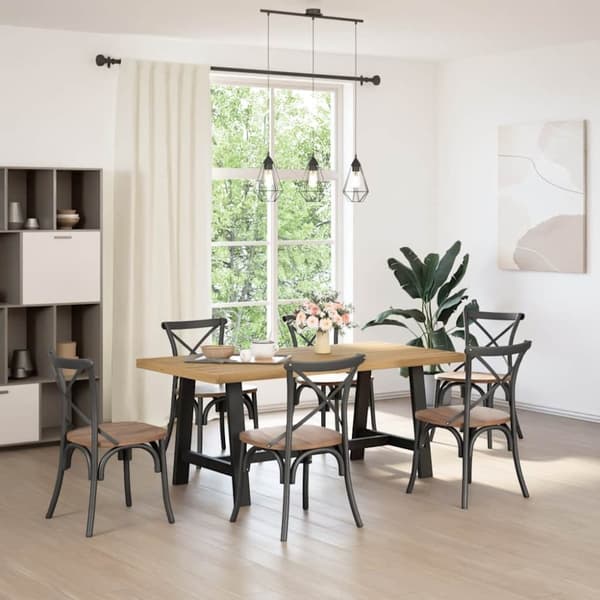 vidaXL spisebord NOAIN A-formede ben 180x90x75 cm massivt træ fyrretræ