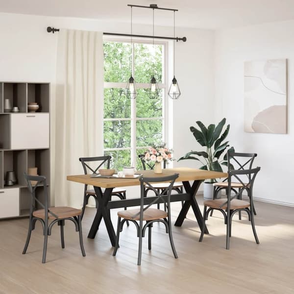 vidaXL Spisebord NOAIN X-formede ben 180x90x75 cm heltre furu