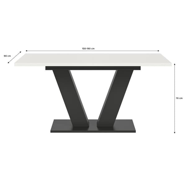 Motion spisebord 150x90cm hvid.