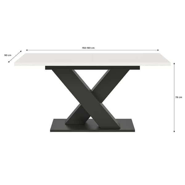 Motion spisebord 150x90 cm hvit.