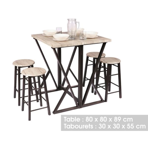 Hopfällbart högt bord + 4 pallar - DOCK