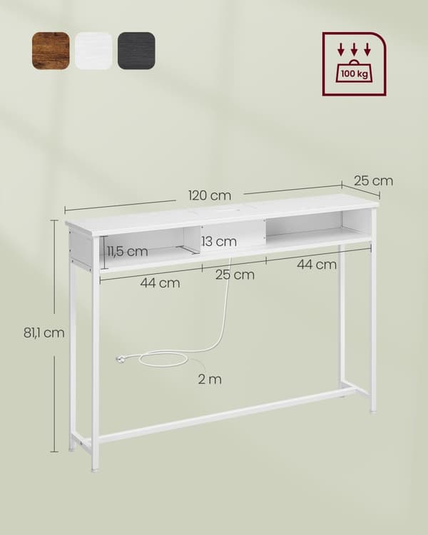 Consolet Table - Med stikkontakter - spillesparende - snehvid