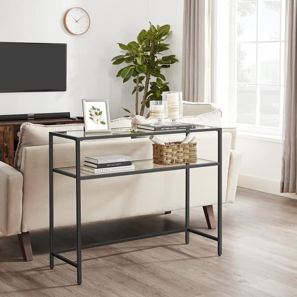 Sidobord - Konsolettabell - med 2 hyllor - svart
