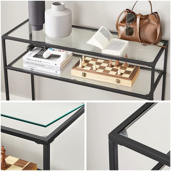 Sidobord - Konsolettabell - med 2 hyllor - svart