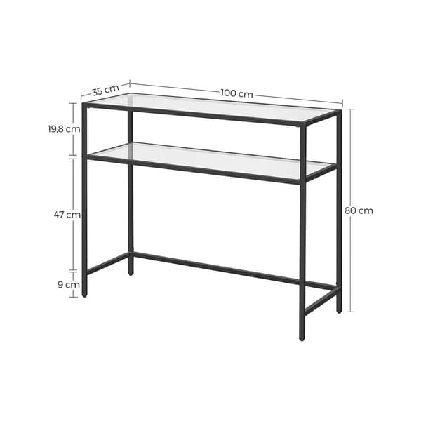 Sidobord - Konsolettabell - med 2 hyllor - svart