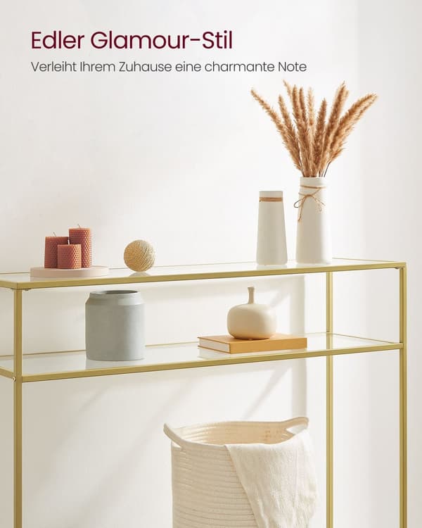 Konsolet bordsmodern-justerbar guldfärgad transparent