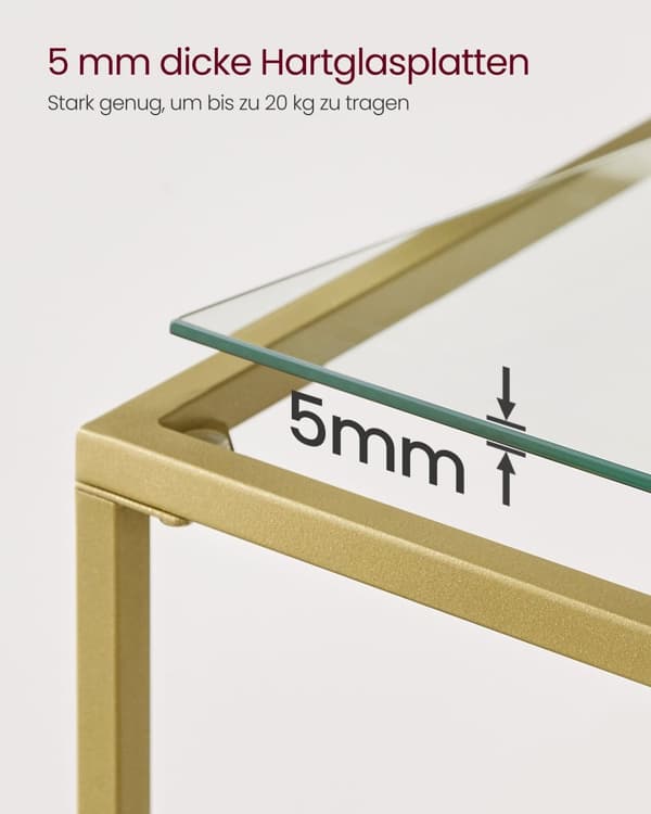 Konsolet bordsmodern-justerbar guldfärgad transparent