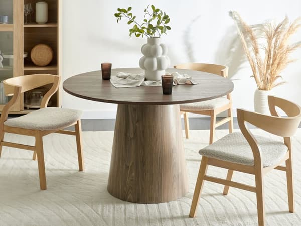 Matbord MDF-skiva Mörkt Trä för Fyra Personer 120 x 120 cm Runt Modern Traditionell Stil