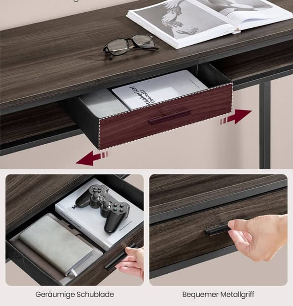 Rootz Barbord med laddstation - Högt bord - Skrivbord - Askbrunt - Spånskiva, stål - 40cm x 99,8cm x 104,6cm