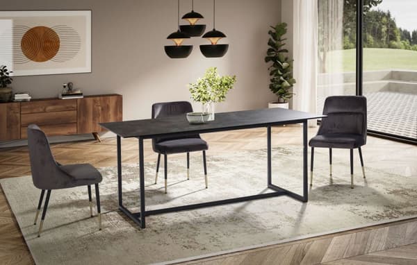 Rootz stort spisebord - moderne bord - rektangulært spisebord - stabile metalben - 180 cm x 90 cm x 76 cm