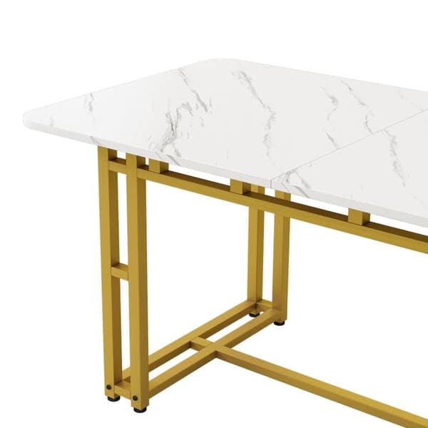 Rootz ruokapöytä - Kevyt ylellisyys - Moderni pöytä - Kultaiset metallijalat - Kestävä MDF - 120L x 70L x 74K cm