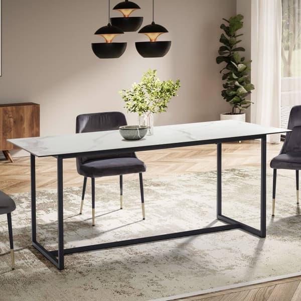 Rootz stort rektangulärt matbord - modern marmorlook - Robusta metallben - Säten för 8 personer - 180 cm x 90 cm x 76 cm