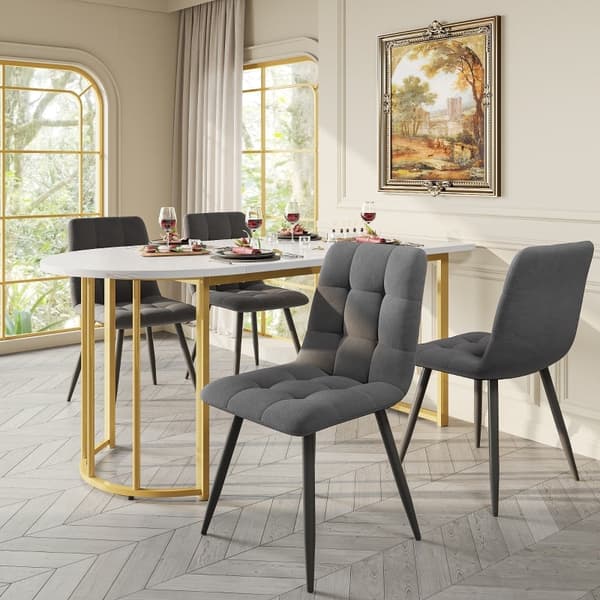 Rootz Modern Spisebord - Marmorfinish - Metalben - Holdbar og stabil - 138,5 cm x 80 cm x 75 cm