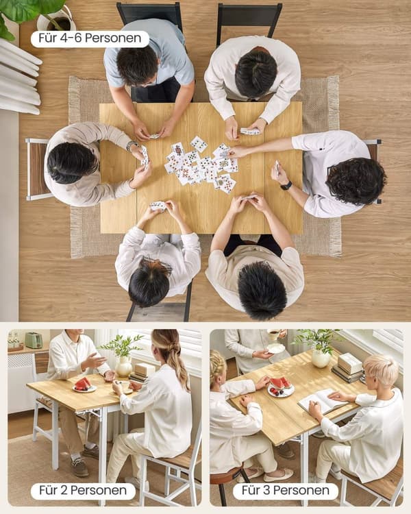 Rootz matbord för 2-4 personer - Naturlig ekfärg - Molnvit - Spånskiva stål - 78 cm x 120 cm x 76,2 cm - Bärbart hopfällbart bord
