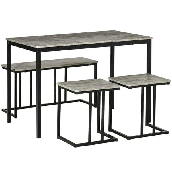 Rootz Compact Keittiöpöytäsetti - Minimalistinen ruokailuryhmä - Tilaa säästävät huonekalut - Metallirunko - 110x70x75cm pöytä, 86x35x45cm penkki, 40x