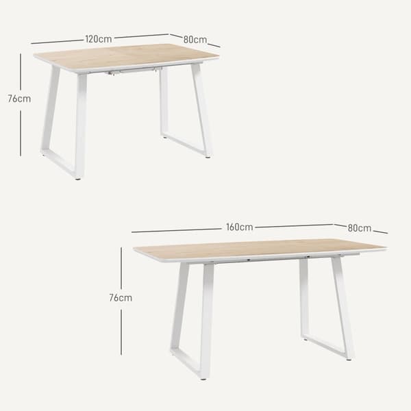 Rootz hopfällbart matbord - utdragbart bord - industribord - platsbesparande - 120cm till 160cm x 80cm x 76cm
