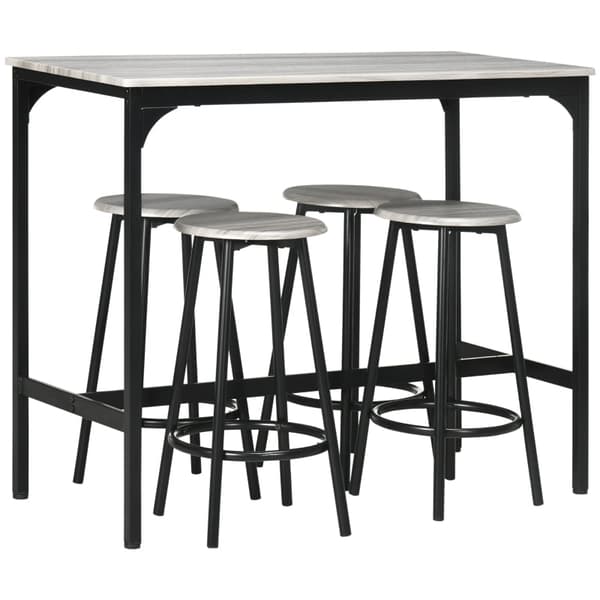 Rootz 5-delade barbordsset - Industriell matsalsset - Kompakt barmöbel - Utrymmesbesparande design - 110 cm x 50 cm x 89,5 cm bord