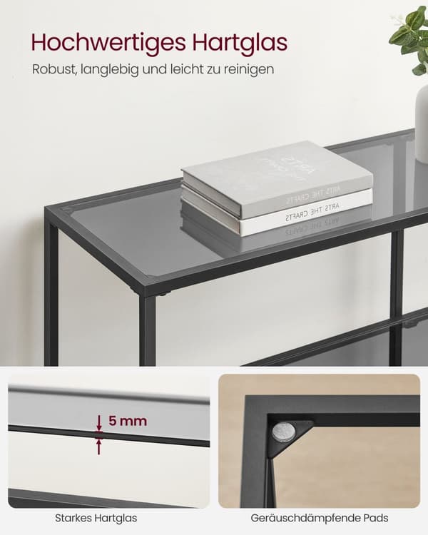 Konsoletbord med 3 planker lavet af tempereret glas