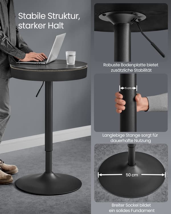 Ekho Collection - Bart Table Höjd justerbar ebenholts svart - black svart