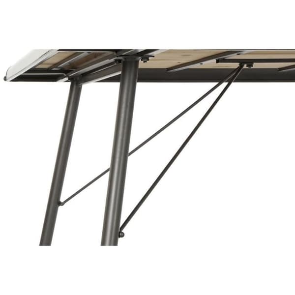 Matsalsbord - Naturgran - Ljusgrå metall - 161 x 90 x 75 cm