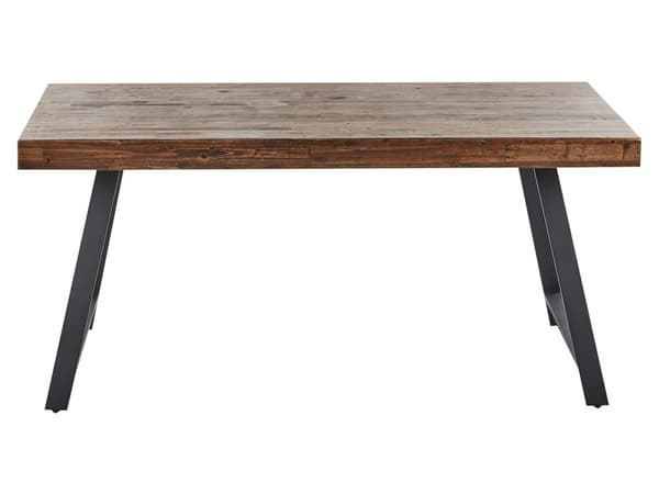 Matbord Mörk Furu MDF 160 x 80 cm Svart Metall Stabila Ben Matsal Vardagsrum Industriell Stil