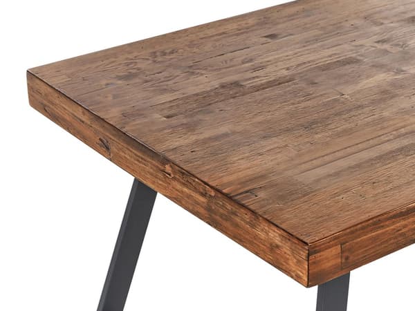 Matbord Mörk Furu MDF 160 x 80 cm Svart Metall Stabila Ben Matsal Vardagsrum Industriell Stil