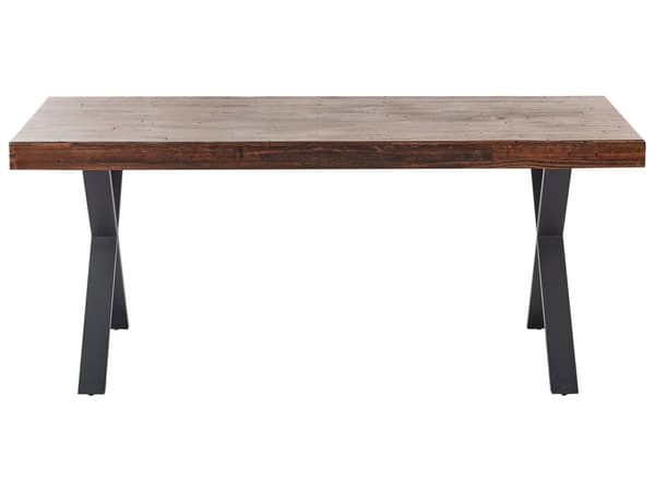 Matbord Mörk Furu MDF 180 x 90 cm Svart Metall Stabila Ben Matrum Vardagsrum Industriell Stil