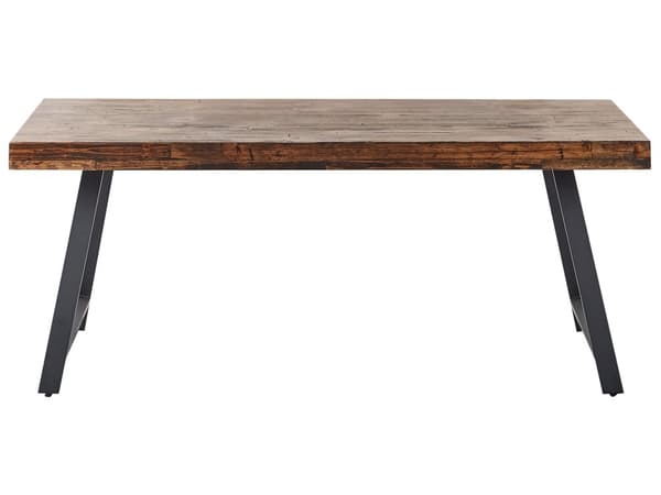 Matbord Mörk Furu MDF 180 x 90 cm Svart Metall Stabila Ben Matsal Vardagsrum Industriell Stil