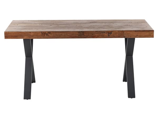 Matbord Mörk Furu MDF 160 x 90 cm Svart Metall Stabila Ben Matrum Vardagsrum Industriell Stil